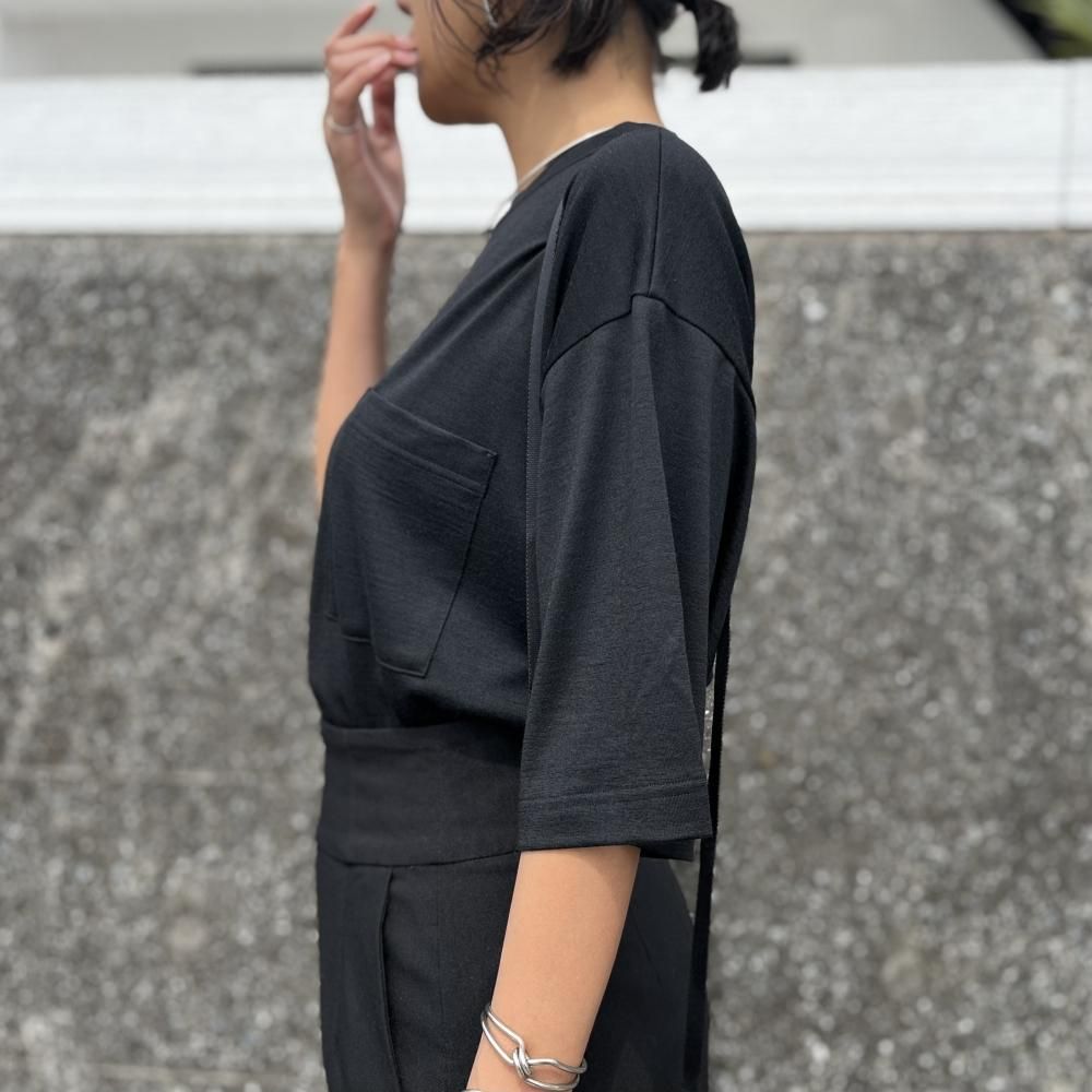 WRAPINKNOT - WRAPINKNOT / SHORT TEE ブラック　ウール　半袖 WRAPINKNOT - WRAPINKNOT / SHORT TEE ブラック ウール 半袖の