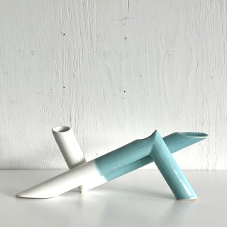 Ceramic Art Vase<br>Aqua x White