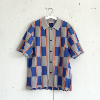 Wrapinknot<br>Check Pattern Knit S/S Shirt<br>Multi Color