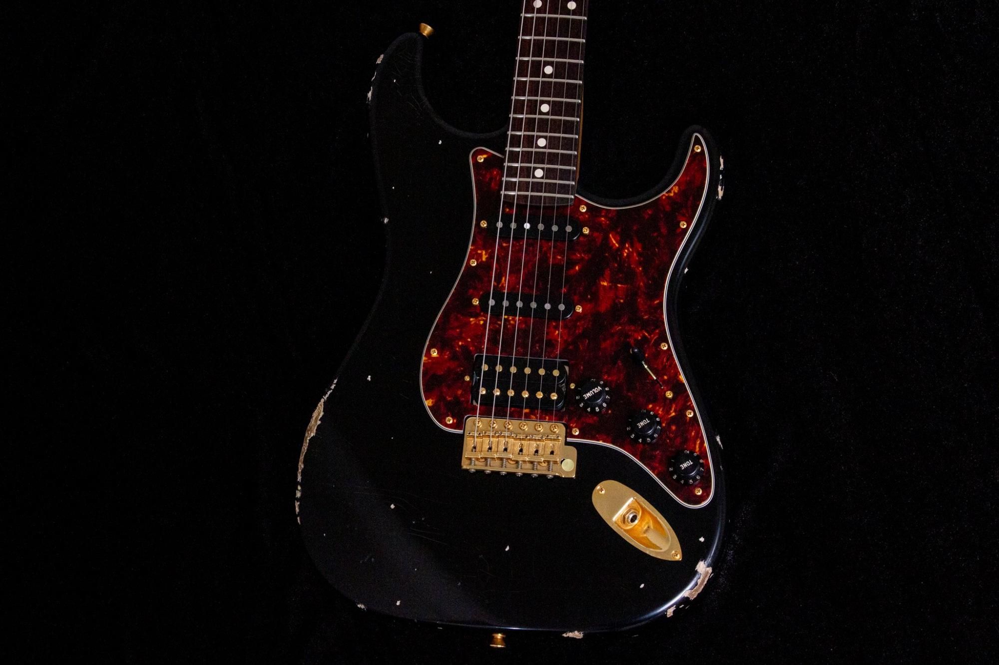 ギター Xotic XSC-2 Black Medium Aged Xotic XSC-2 - Black / Heavy Aged / Alder / Gold Hard Wear