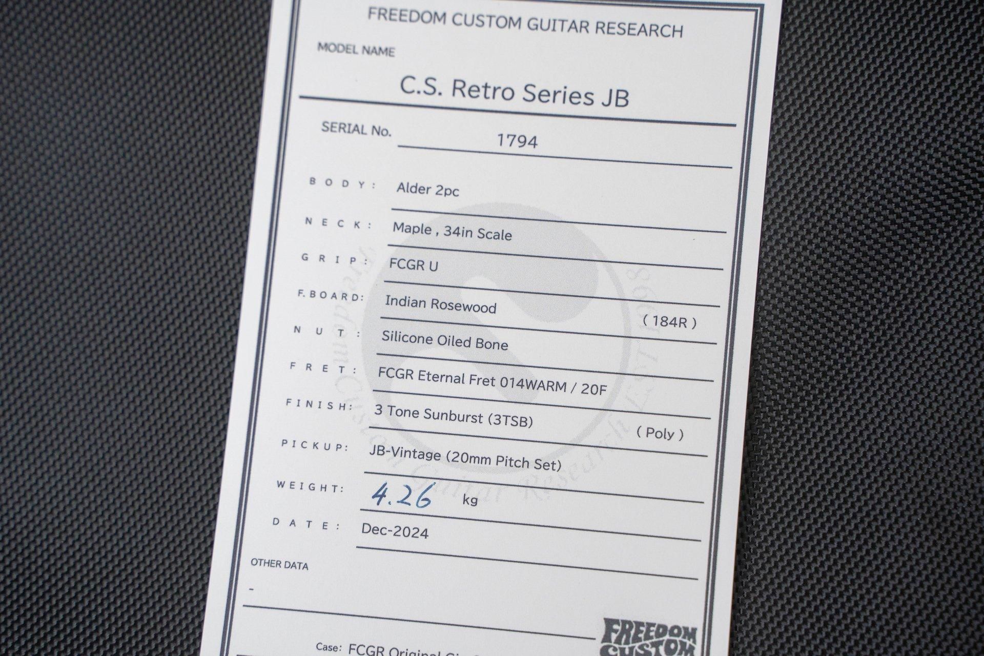new】Freedom Custom Guitar Research / C.S. RS JB/3TSB #1794