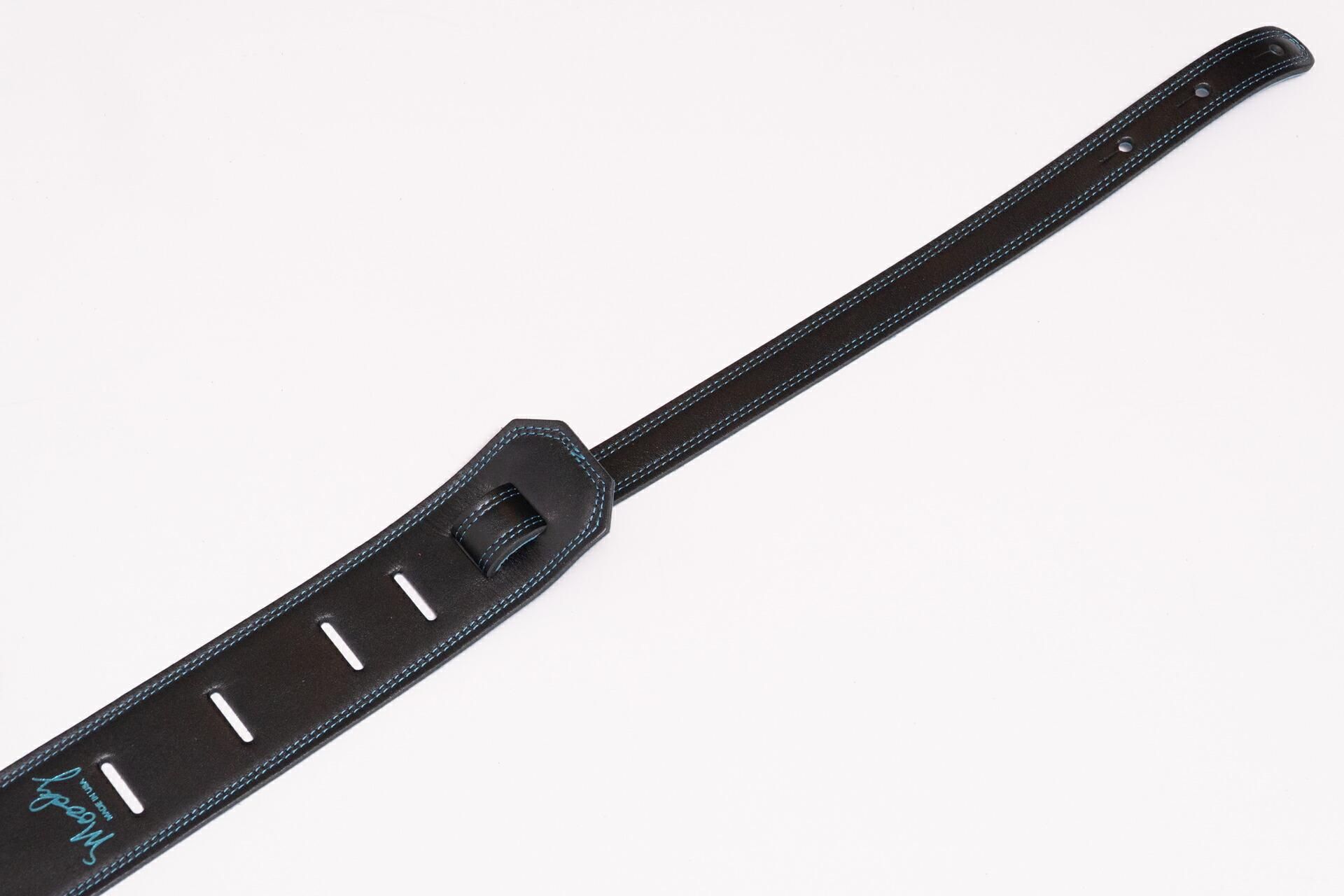 new】Moody Straps / 2.5 Inch Black/Sky Blue Leather Standard