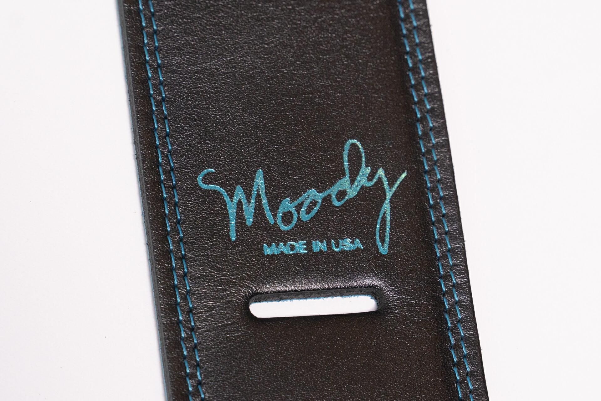 new】Moody Straps / 2.5 Inch Black/Sky Blue Leather Standard