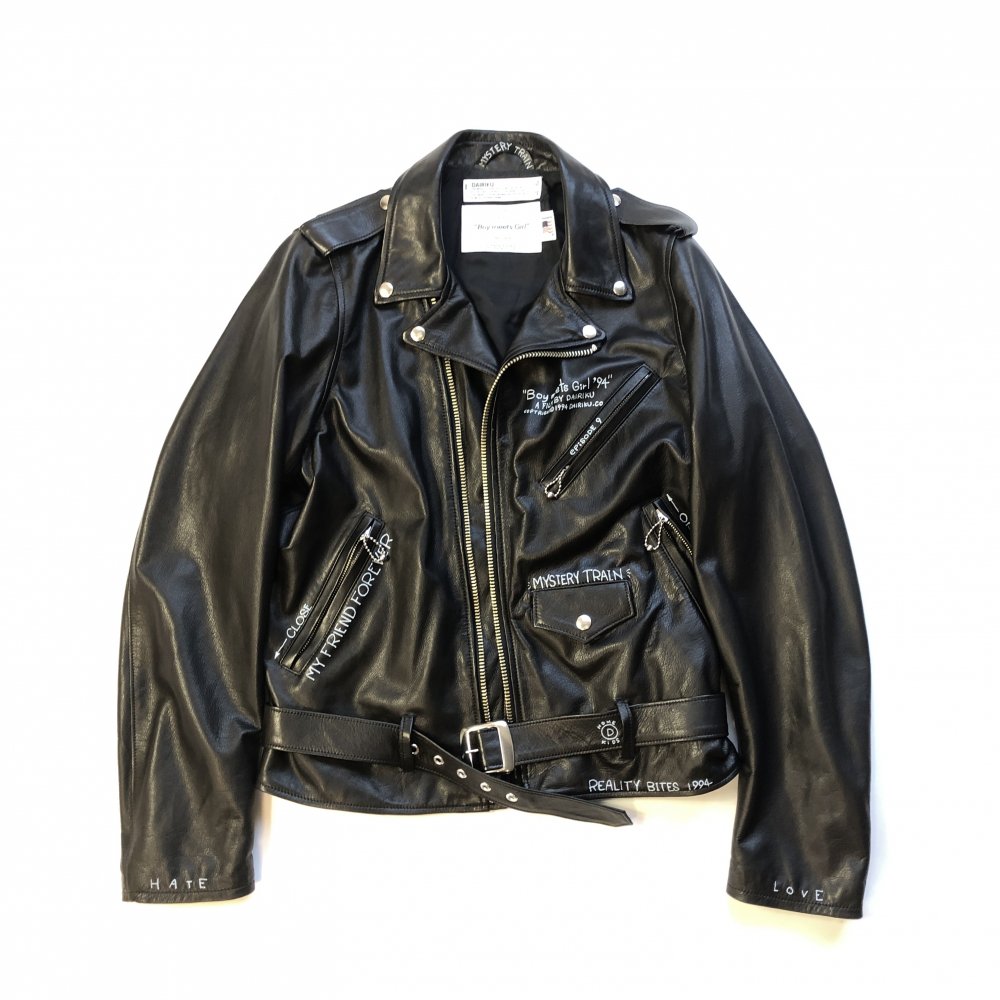 DAIRIKU<br />Hand Painted Double Leather Jacket / Black<img class='new_mark_img2' src='https://img.shop-pro.jp/img/new/icons47.gif' style='border:none;display:inline;margin:0px;padding:0px;width:auto;' />