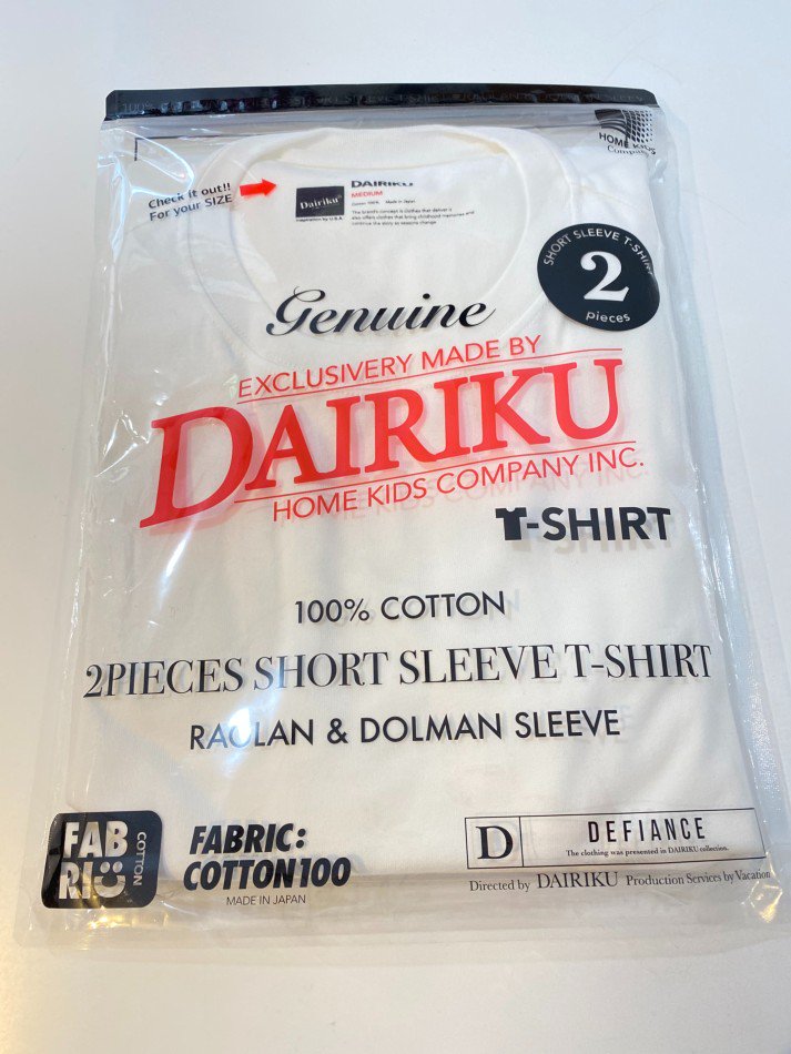 DAIRIKU<br />2piece pack Tee / White<img class='new_mark_img2' src='https://img.shop-pro.jp/img/new/icons14.gif' style='border:none;display:inline;margin:0px;padding:0px;width:auto;' />