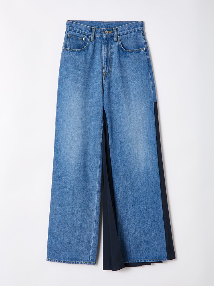 soduk[60%0ff] pleats hem denim trousers / blue - Bora,Bora(ボラボラ)