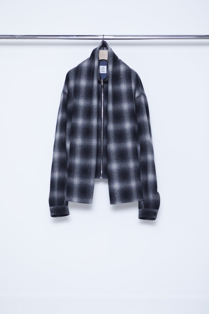 soe<br />Ombre Check Short Jacket with Scarf / BLACK＆GRAY<img class='new_mark_img2' src='https://img.shop-pro.jp/img/new/icons14.gif' style='border:none;display:inline;margin:0px;padding:0px;width:auto;' />