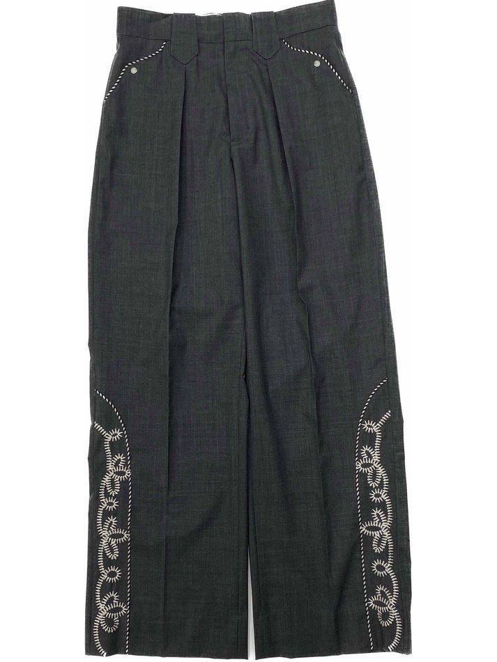 DAIRIKU<br />Embroidery Western Wide Slacks / Grey<img class='new_mark_img2' src='https://img.shop-pro.jp/img/new/icons47.gif' style='border:none;display:inline;margin:0px;padding:0px;width:auto;' />