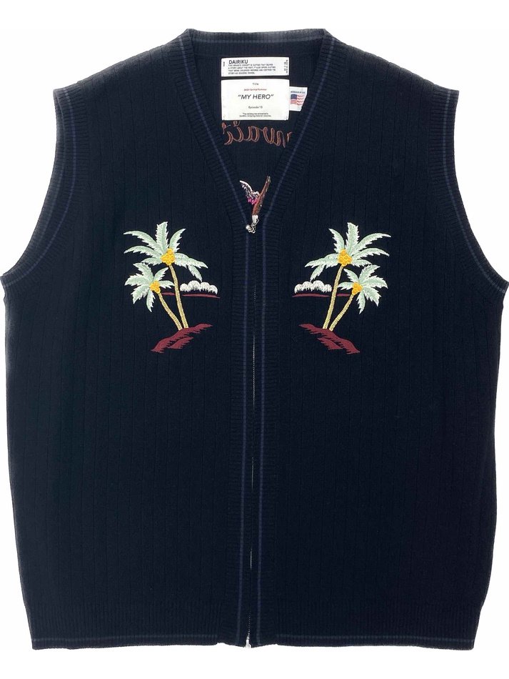 DAIRIKU<br />Hawaii Zip Up Knit Vest / Black<img class='new_mark_img2' src='https://img.shop-pro.jp/img/new/icons47.gif' style='border:none;display:inline;margin:0px;padding:0px;width:auto;' />