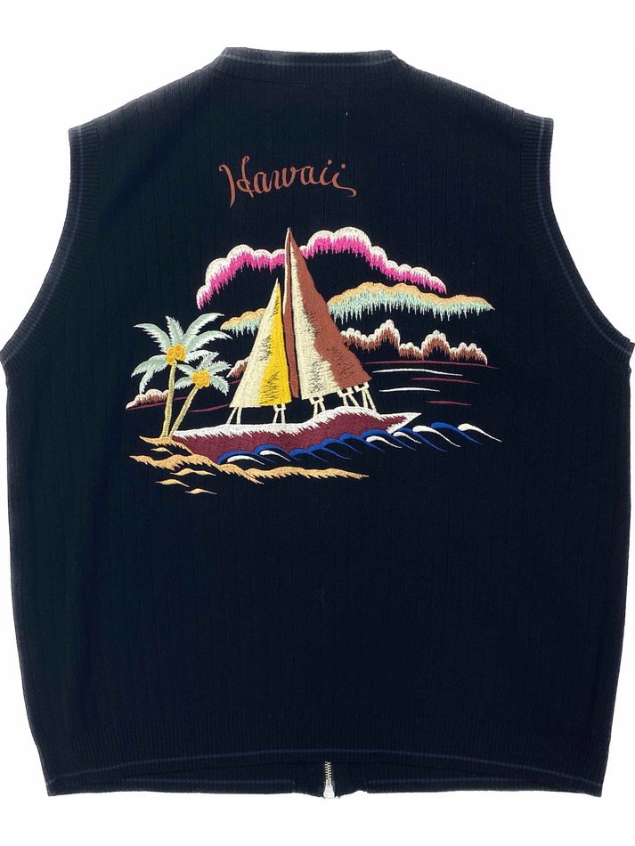 DAIRIKU<br />Hawaii Zip Up Knit Vest / Black<img class='new_mark_img2' src='https://img.shop-pro.jp/img/new/icons47.gif' style='border:none;display:inline;margin:0px;padding:0px;width:auto;' />