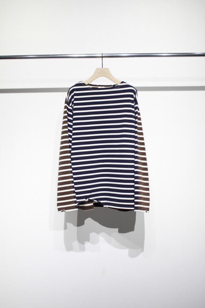 soe<br />Front/Back Swiching Basque Shirt /NAVYBROWNWHITE <img class='new_mark_img2' src='https://img.shop-pro.jp/img/new/icons47.gif' style='border:none;display:inline;margin:0px;padding:0px;width:auto;' />