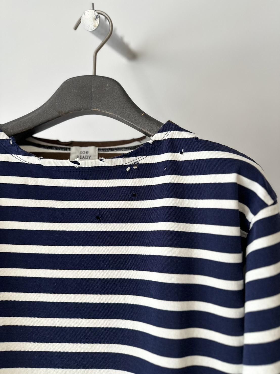soe<br />Front/Back Swiching Basque Shirt /NAVYBROWNWHITE <img class='new_mark_img2' src='https://img.shop-pro.jp/img/new/icons47.gif' style='border:none;display:inline;margin:0px;padding:0px;width:auto;' />