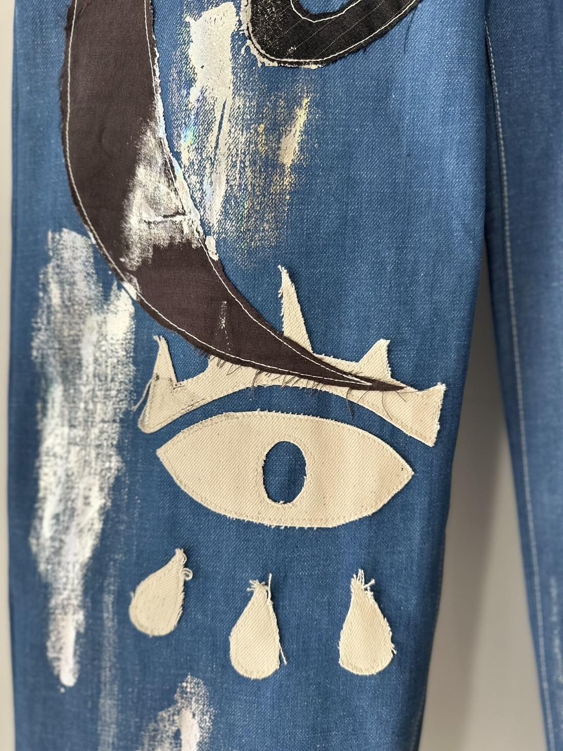 EMAM<br />Patchwork painted denim pants / INDIGO<img class='new_mark_img2' src='https://img.shop-pro.jp/img/new/icons47.gif' style='border:none;display:inline;margin:0px;padding:0px;width:auto;' />