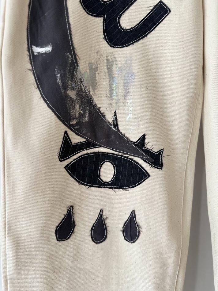 EMAM<br />Patchwork painted denim pants / IVORY<img class='new_mark_img2' src='https://img.shop-pro.jp/img/new/icons47.gif' style='border:none;display:inline;margin:0px;padding:0px;width:auto;' />