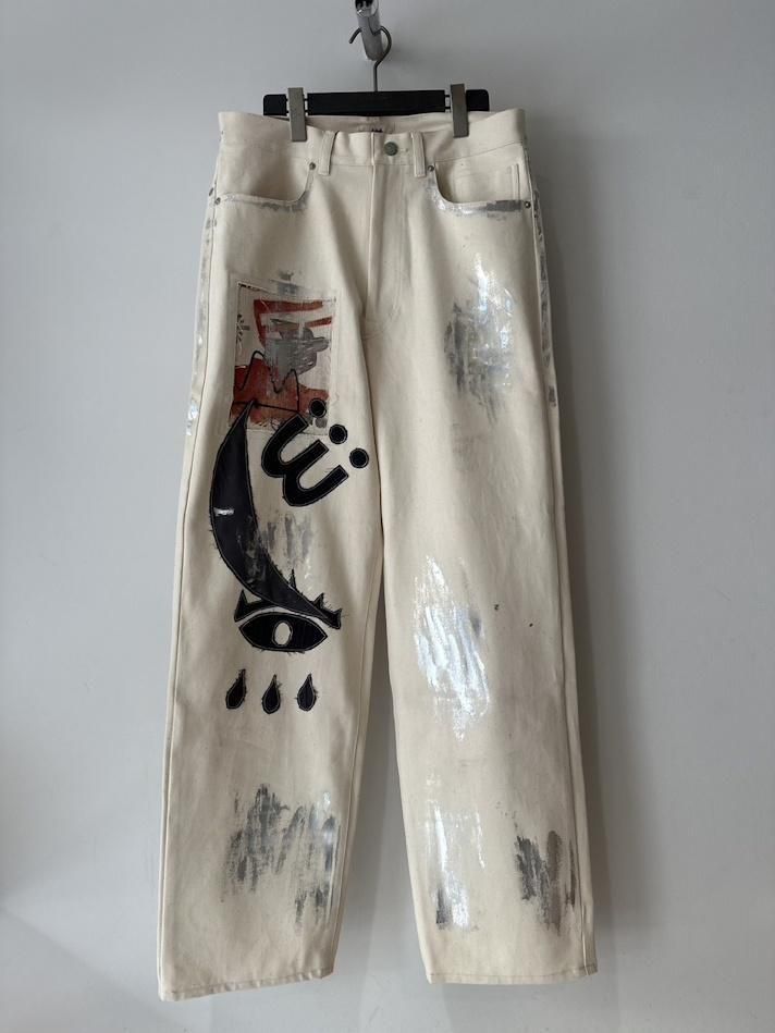 EMAM<br />Patchwork painted denim pants / IVORY<img class='new_mark_img2' src='https://img.shop-pro.jp/img/new/icons47.gif' style='border:none;display:inline;margin:0px;padding:0px;width:auto;' />