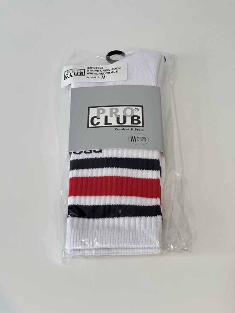 PRO CLUB<br />Stripe Crew Socks / White&Red&Black<img class='new_mark_img2' src='https://img.shop-pro.jp/img/new/icons47.gif' style='border:none;display:inline;margin:0px;padding:0px;width:auto;' />