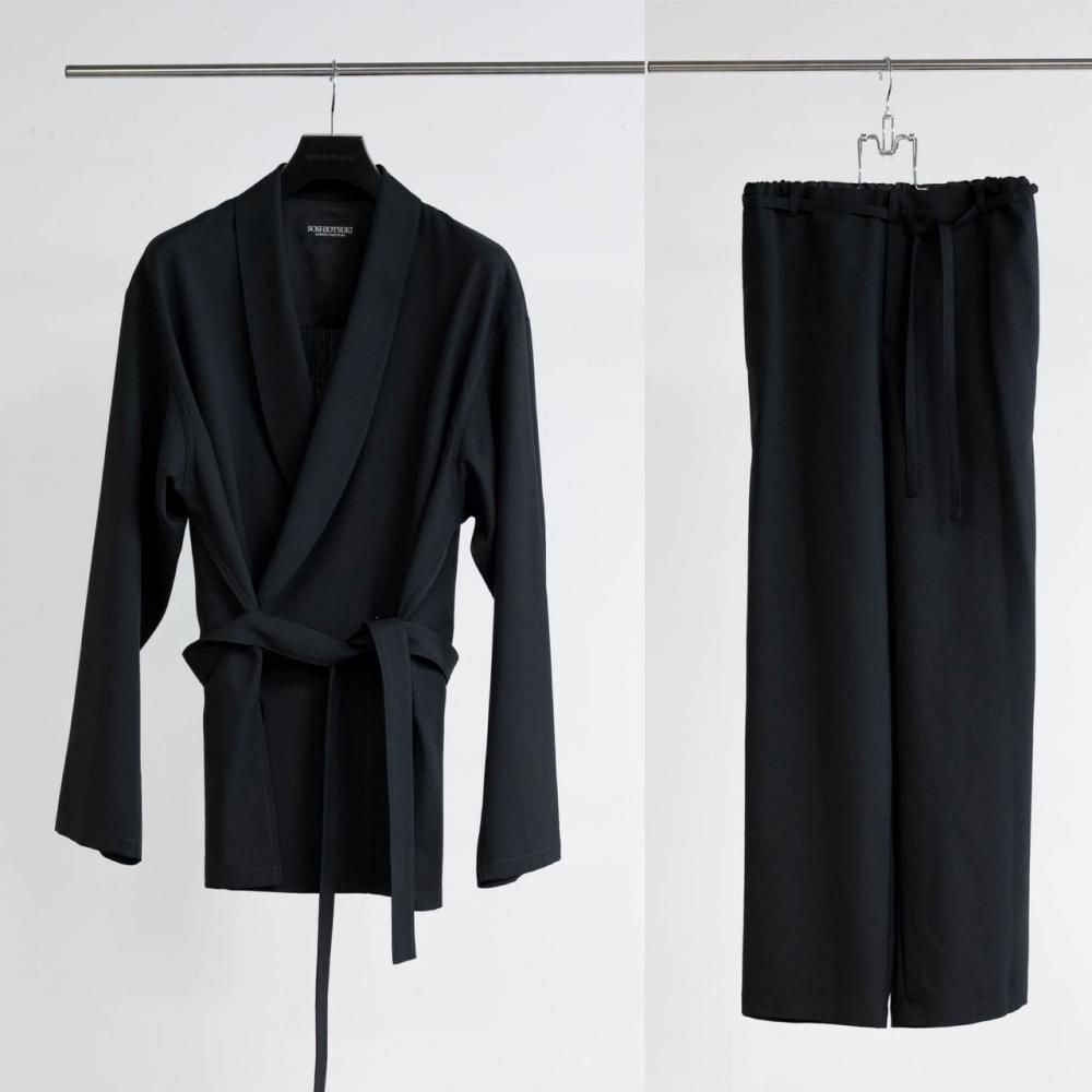 SOSHIOTSUKI<br />WOOL JUDO GOWN JACKET & JUDO WIDE TROUSERS SET / BLACK<img class='new_mark_img2' src='https://img.shop-pro.jp/img/new/icons47.gif' style='border:none;display:inline;margin:0px;padding:0px;width:auto;' />