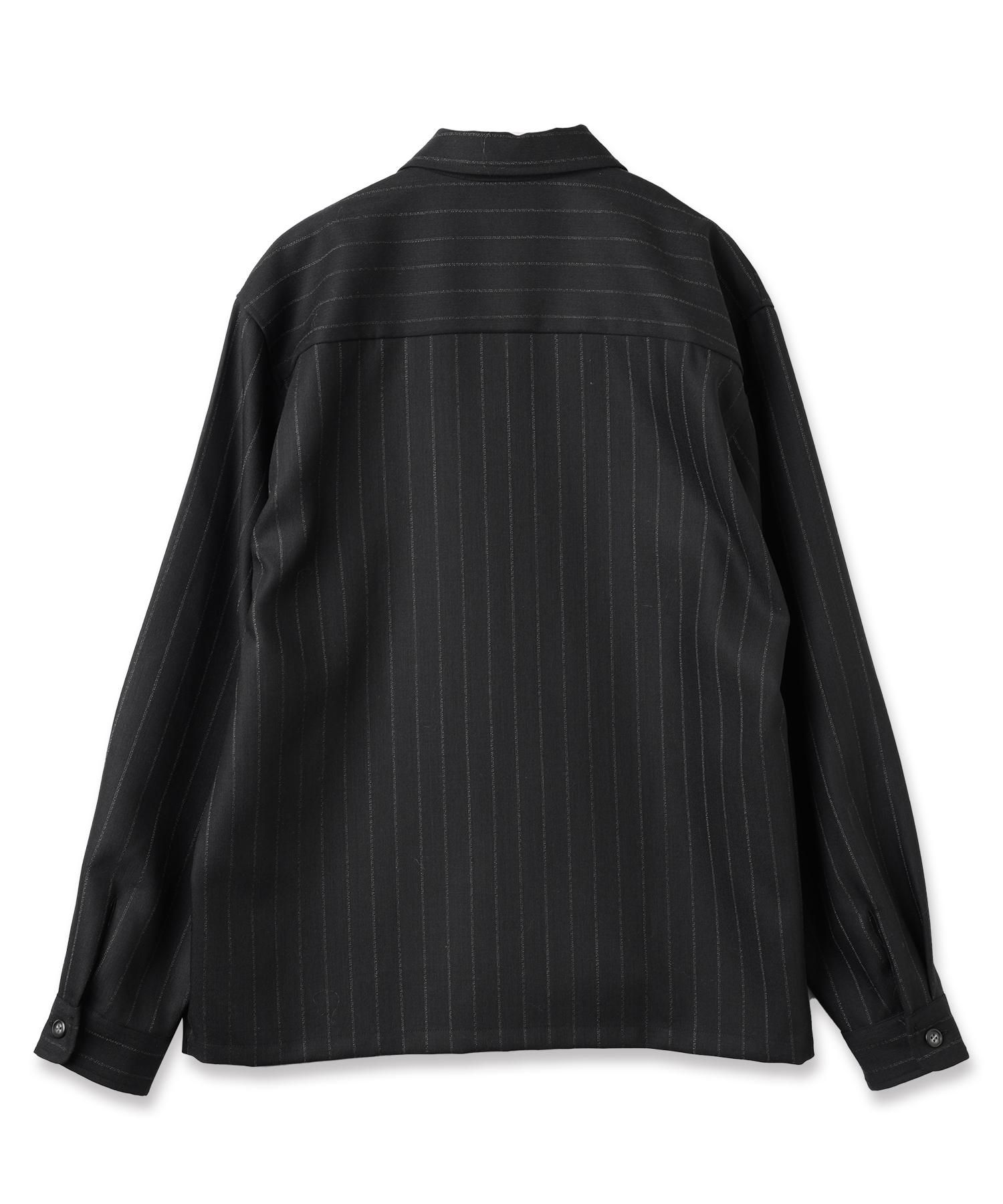 JIEDA<br />WOOL STRIPE ZIP SHIRT / BLACK<img class='new_mark_img2' src='https://img.shop-pro.jp/img/new/icons47.gif' style='border:none;display:inline;margin:0px;padding:0px;width:auto;' />