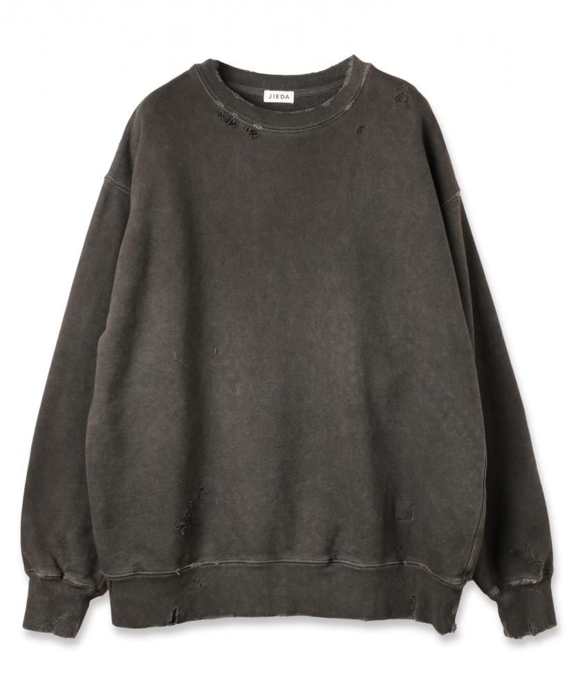 JIEDA<br />DAMAGE PIGMENT SWEAT CREW / BLACK<img class='new_mark_img2' src='https://img.shop-pro.jp/img/new/icons14.gif' style='border:none;display:inline;margin:0px;padding:0px;width:auto;' />