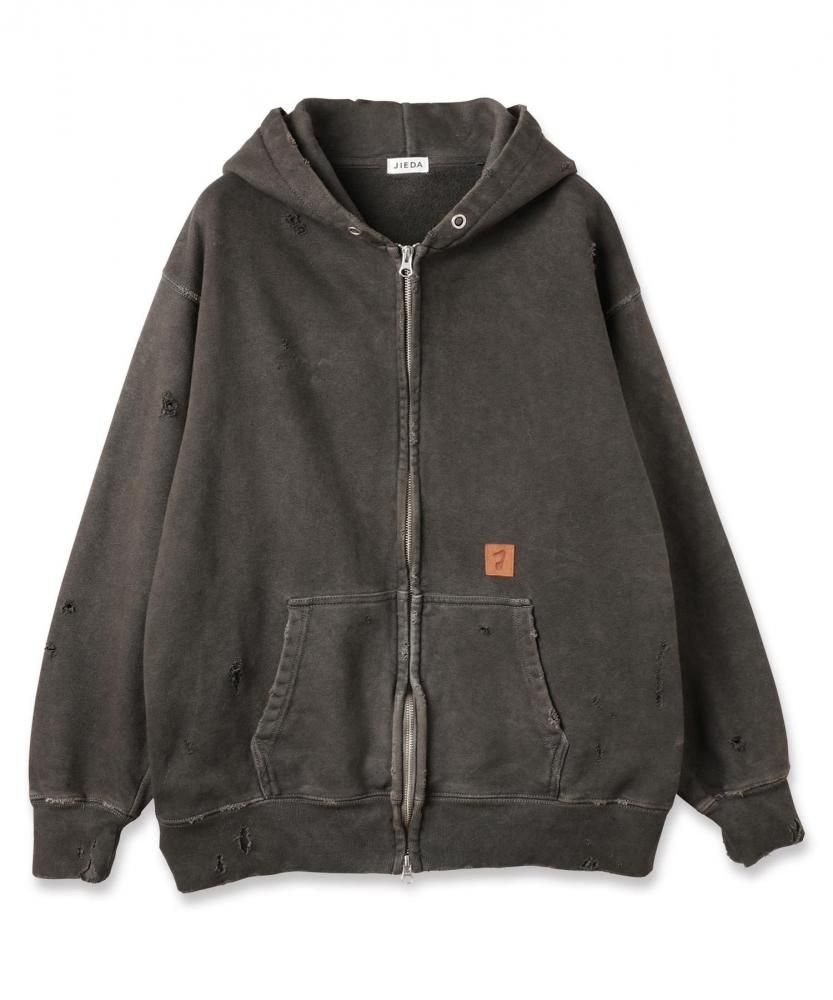 JIEDA<br />DAMAGE PATCH ZIP HOODIE / BLACK<img class='new_mark_img2' src='https://img.shop-pro.jp/img/new/icons14.gif' style='border:none;display:inline;margin:0px;padding:0px;width:auto;' />