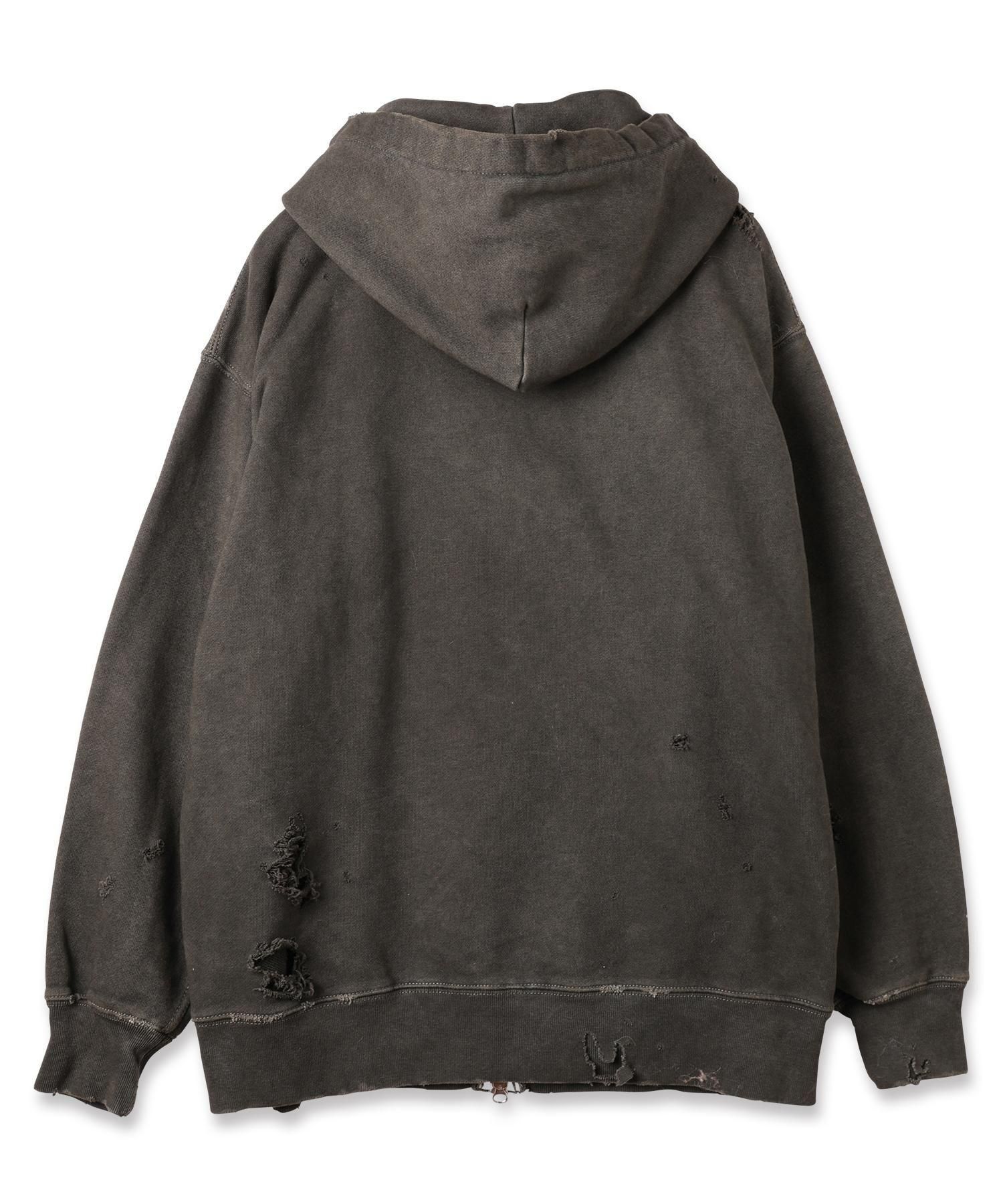 JIEDA<br />DAMAGE PATCH ZIP HOODIE / BLACK<img class='new_mark_img2' src='https://img.shop-pro.jp/img/new/icons14.gif' style='border:none;display:inline;margin:0px;padding:0px;width:auto;' />