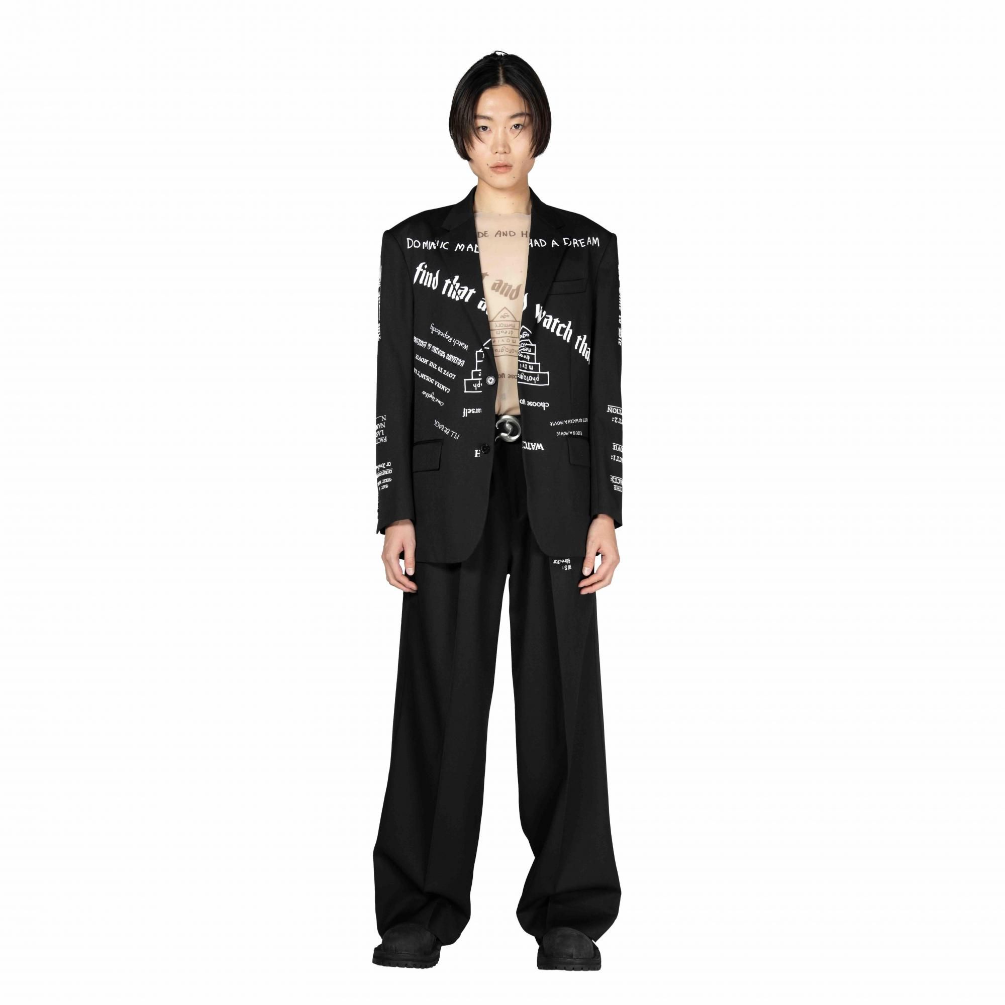 DAIRIKU<br />TATTOO Printed Tailored Jacket & TATTOO Adjuster Wide Slacks SET / Black<img class='new_mark_img2' src='https://img.shop-pro.jp/img/new/icons14.gif' style='border:none;display:inline;margin:0px;padding:0px;width:auto;' />