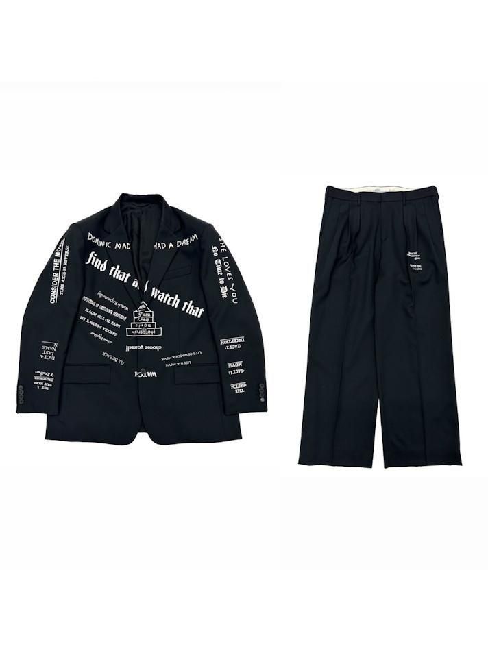 DAIRIKU<br />TATTOO Printed Tailored Jacket & TATTOO Adjuster Wide Slacks SET / Black<img class='new_mark_img2' src='https://img.shop-pro.jp/img/new/icons14.gif' style='border:none;display:inline;margin:0px;padding:0px;width:auto;' />