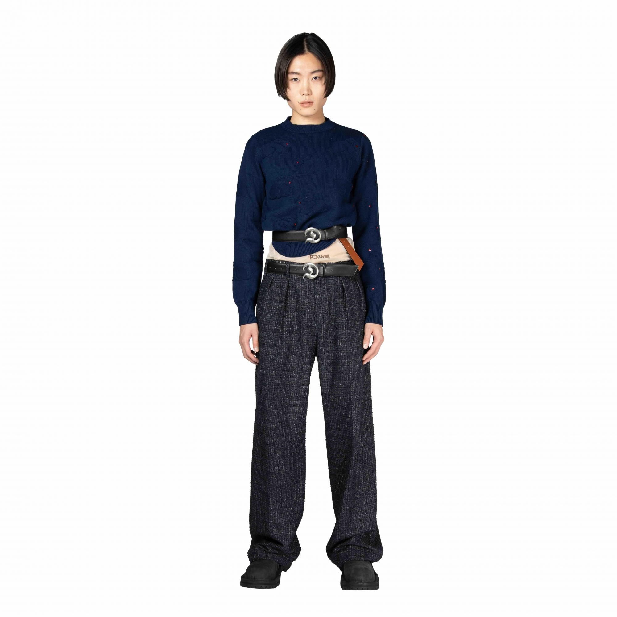 DAIRIKU<br />Adjuster Tweed Wide Slacks / Navy<img class='new_mark_img2' src='https://img.shop-pro.jp/img/new/icons47.gif' style='border:none;display:inline;margin:0px;padding:0px;width:auto;' />