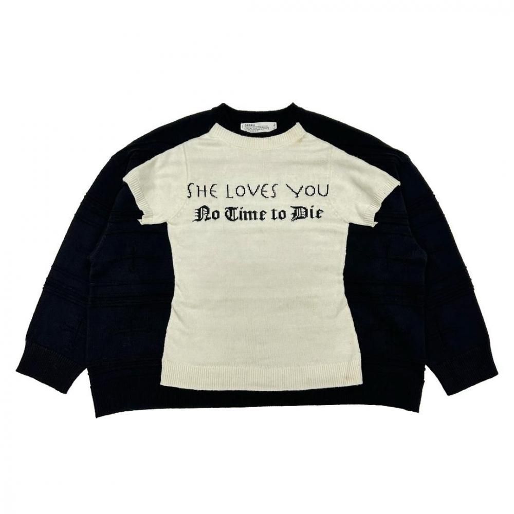 DAIRIKU<br />Docking Lettered Knit / White&Black<img class='new_mark_img2' src='https://img.shop-pro.jp/img/new/icons14.gif' style='border:none;display:inline;margin:0px;padding:0px;width:auto;' />