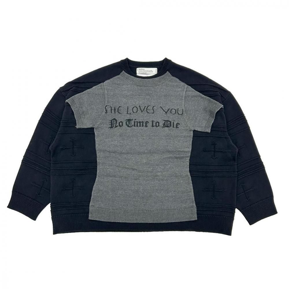DAIRIKU<br />Docking Lettered Knit / Grey&Black<img class='new_mark_img2' src='https://img.shop-pro.jp/img/new/icons47.gif' style='border:none;display:inline;margin:0px;padding:0px;width:auto;' />