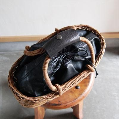 別注あけびかご・インナーポーチ/革持ち手カバー付き・宮本工芸