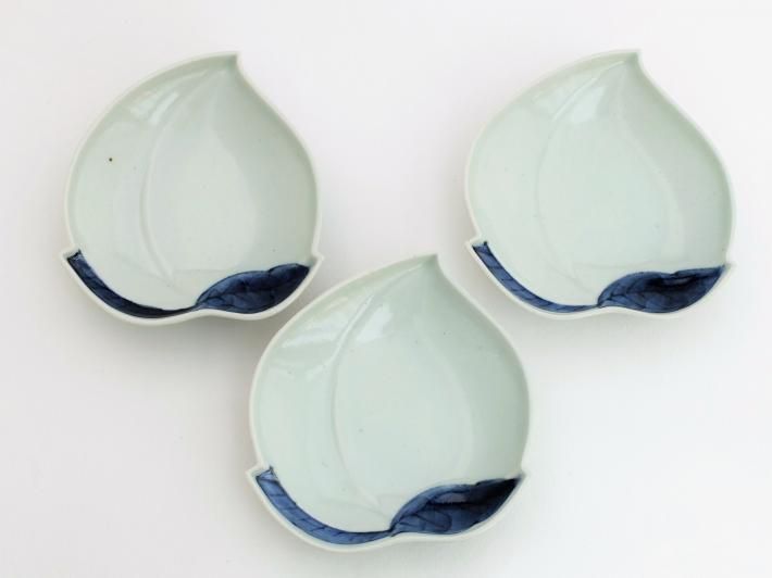 浜野まゆみ 染付桃皿 六客揃 - 草堂