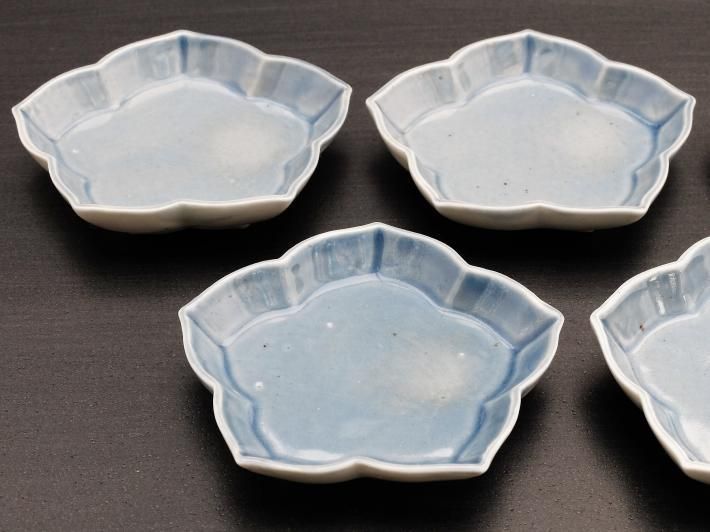浜野まゆみ  小皿 浜野まゆみ 薄瑠璃ききょう小皿 五客揃- 草堂