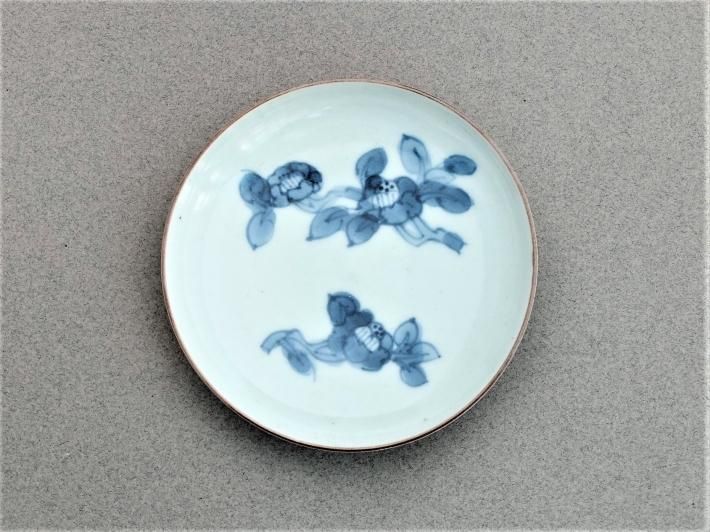 浜野まゆみ 染付椿紋三寸皿 五枚揃い‐草堂