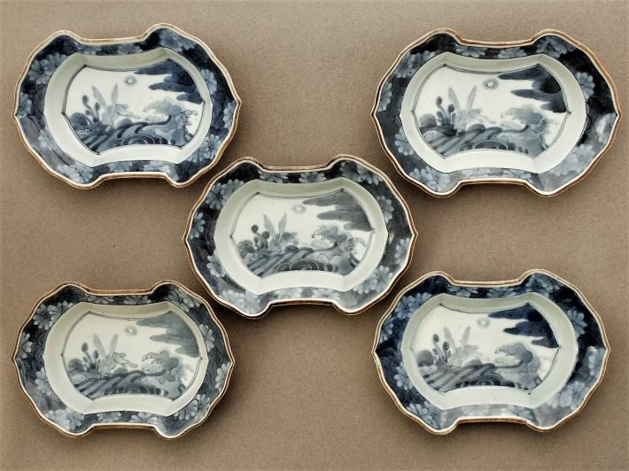 浜野まゆみさん 染付兎紋分銅形皿 【公式通販】