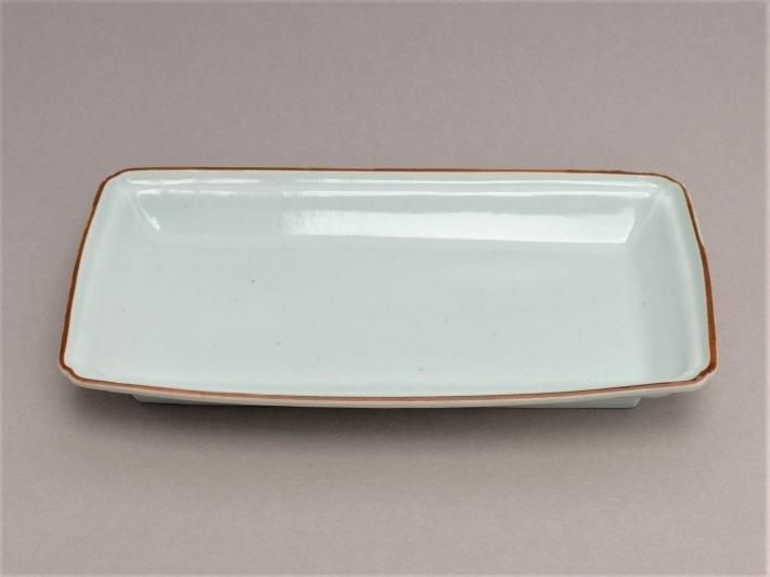 【新品未使用】浜野まゆみ　白磁長角皿 浜野まゆみ 白磁長角皿‐草堂