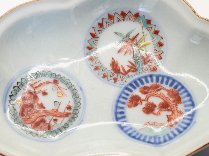 浜野まゆみ 小皿2枚組 鶴 ねずみとかぼちゃ 初期作品 浜野まゆみ 色絵松竹梅文雲形皿 - 草堂