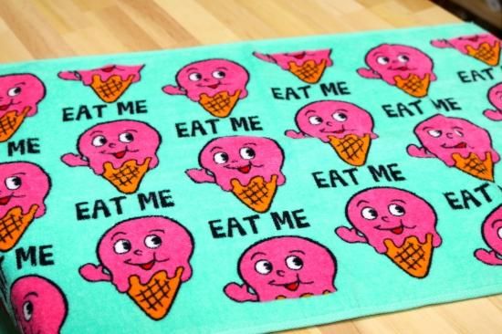 カラフル タオル アイスクリーム Eat Me エメラルド 輸入雑貨 海外雑貨 直輸入 アメリカ雑貨 子供 ポップ キャラクター かわいい 新潟のアメリカン雑貨屋といえば Honeymustard ハニマスニイガタ