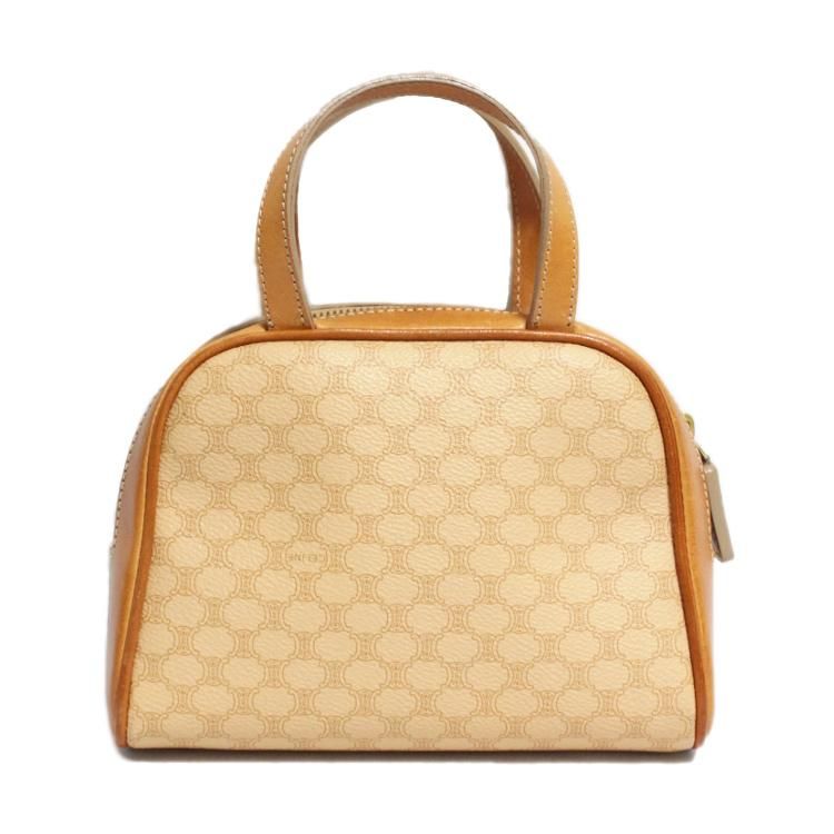 CELINE マカダム柄ロゴ刻印ミニハンドバッグ マカダム柄ロゴミニハンドバッグ アイボリー ヴィンテージ