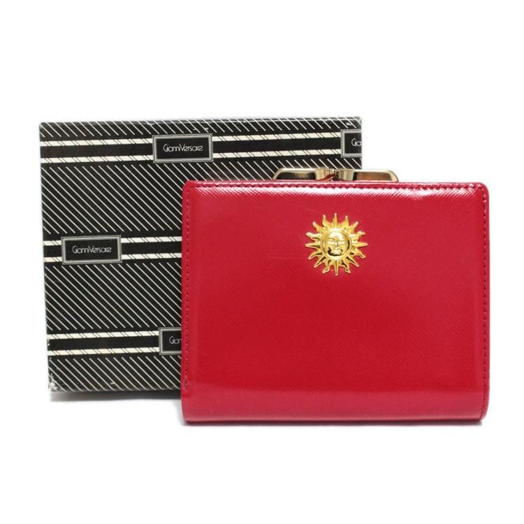 Versace ヴェルサーチ ヴィンテージサンバーストがま口二つ折り財布 レッド ヴィンテージブランドの通販ショップrilish