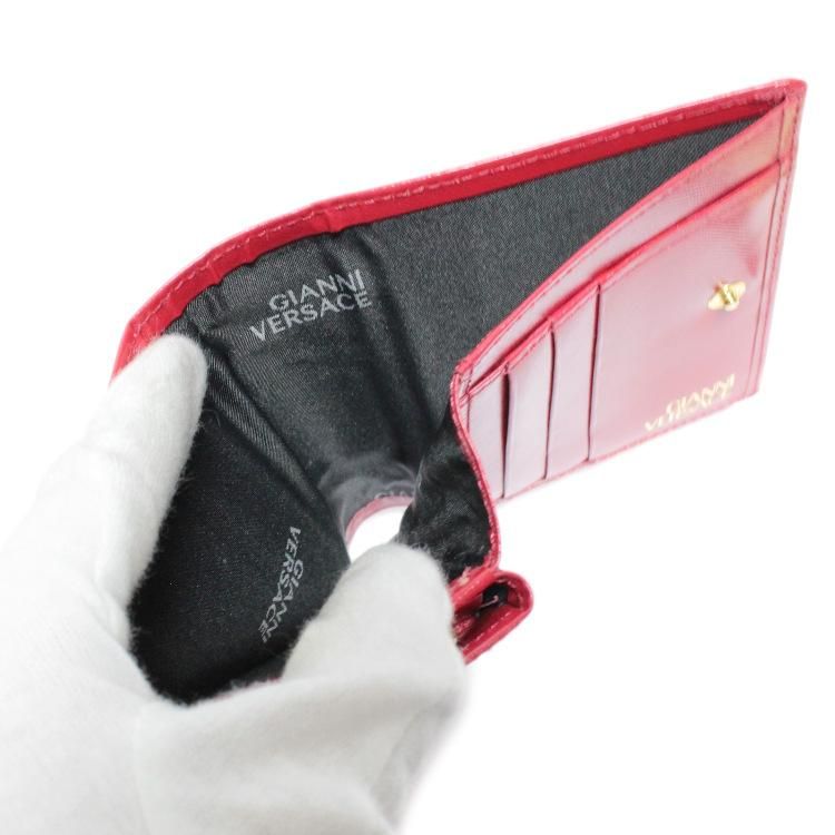 VERSACEサンバーストがま口二つ折り財布 レッド ヴィンテージ