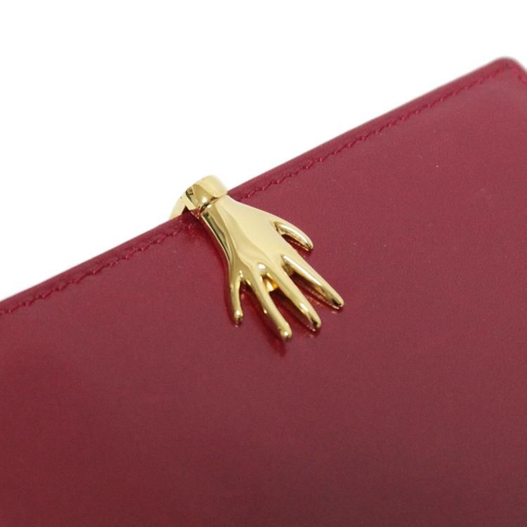 オールドグッチ ハンドモチーフ がま口財布 ウォレット 二つ折財布 レッド オールドグッチ ハンドモチーフ がま口財布 ウォレット 二つ折