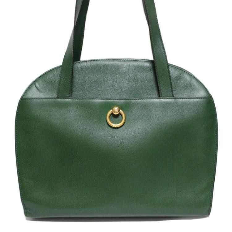 Celine セリーヌ ヴィンテージロゴサークル金具レザーショルダーバッグ グリーン ヴィンテージブランドの通販ショップrilish