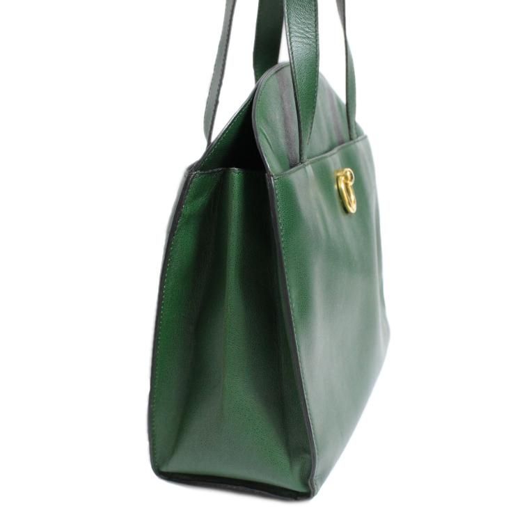 Celine セリーヌ ヴィンテージロゴサークル金具レザーショルダーバッグ グリーン ヴィンテージブランドの通販ショップrilish