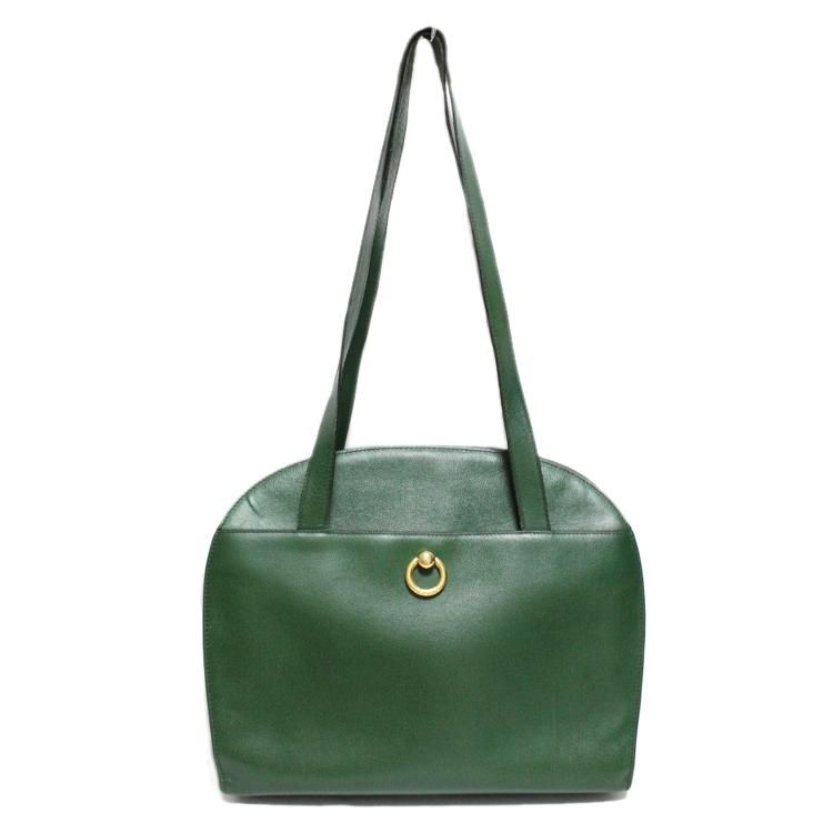 希少⭐︎ セリーヌ サークルロゴ バッグ グリーン CELINE ヴィンテージ ロゴサークル金具レザーショルダーバッグ グリーン ヴィンテージ
