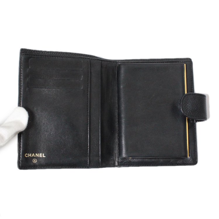 キャビアスキンココマークがま口二つ折り財布 ヴィンテージ|シャネル