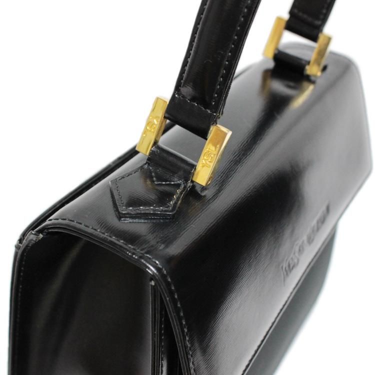 ⭐︎最終値下げ⭐︎イヴサンローラン　ハンドバッグ　ロゴ型押し　ブラック 美品 ロゴ型押しトップハンドルバッグ ブラック ヴィンテージ|イヴサン