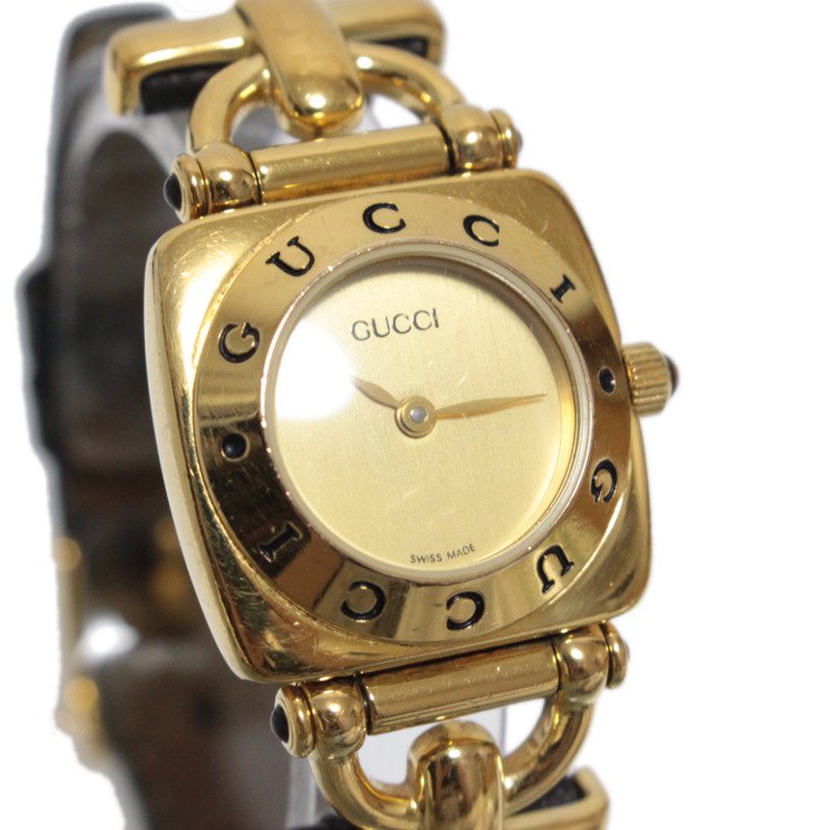 GUCCI グッチ ヴィンテージホースビットレザーベルトQZ腕時計 6300L ブラック - ヴィンテージブランドの通販ショップRILISH