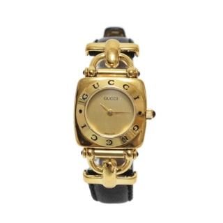 GUCCI ブラックレザー 腕時計 GUCCI グッチ シェリーライン ブラック レザー 腕時計