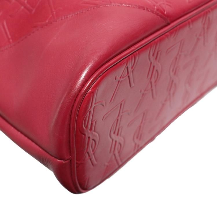 YSL ハート型パーティーバッグ 赤(超美品) ロゴ総柄チャーム付きトート